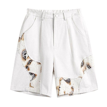 Makersluxe® White Flame Patchwork Shorts