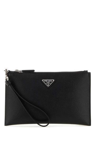 PRADA Stylish Leather Clutch - 22 cm x 14 cm