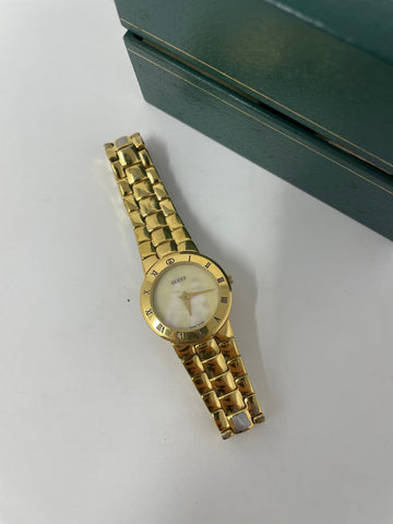 Gucci 18K Gold Mother of Pearl Dial Watch