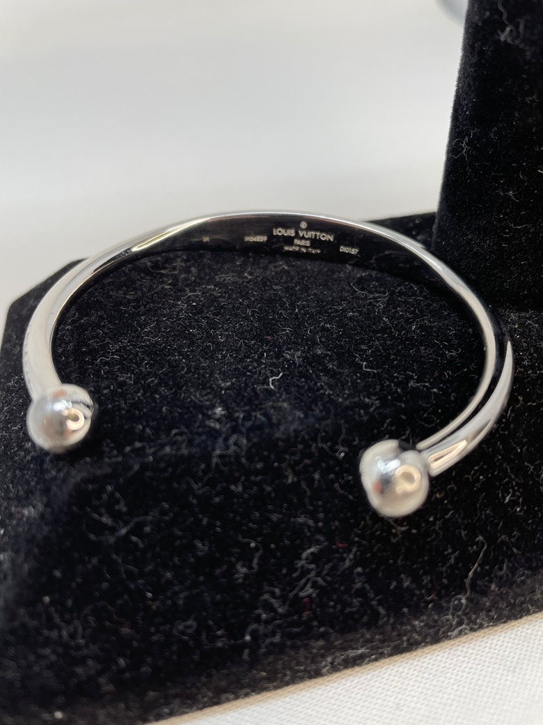Louis Vuitton Monogram Silver Bangle Bracelet 18cm