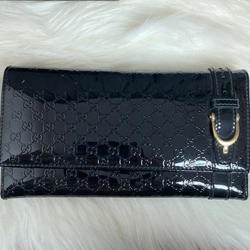 Gucci GG Black Patent Leather Clutch Bag