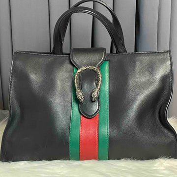 Gucci Dionysus Black Leather Top Handle Bag