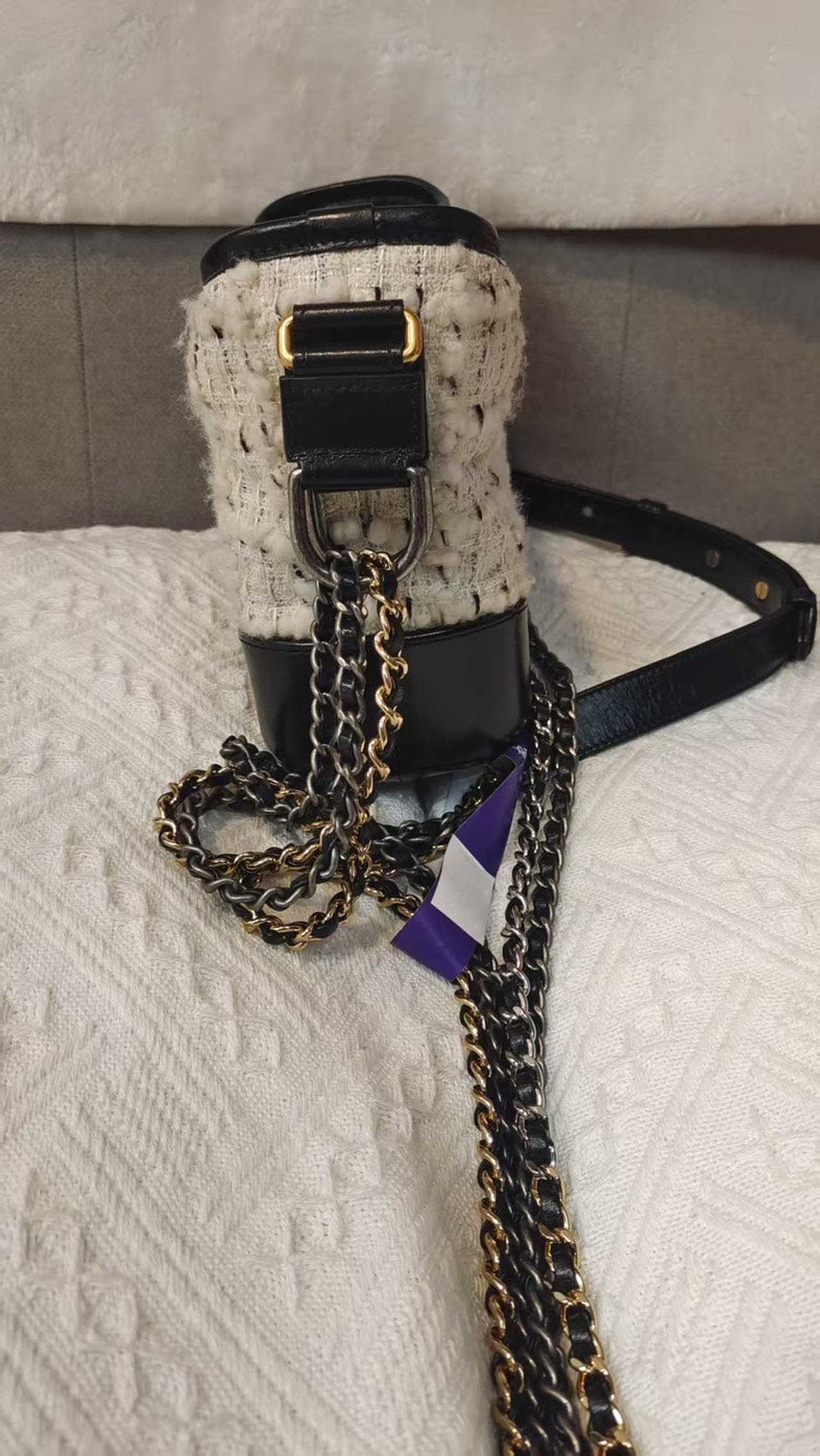 Chanel Tweed Shoulder Bag Black Crossbody Bag