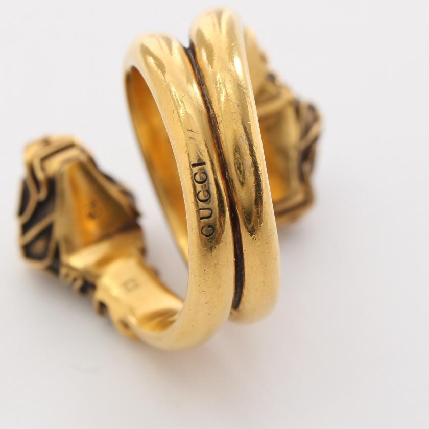 Gucci Tiger Head Ring with Swarovski Crystals in Gold and Red - Size 7
