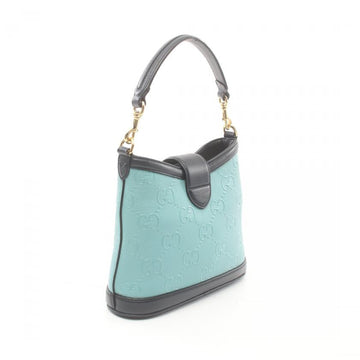 Gucci GG Small 2WAY Leather Handbag Light Blue Navy