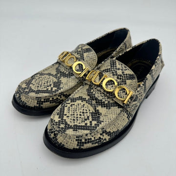 Gucci Snake Print Loafers with Gold Logo