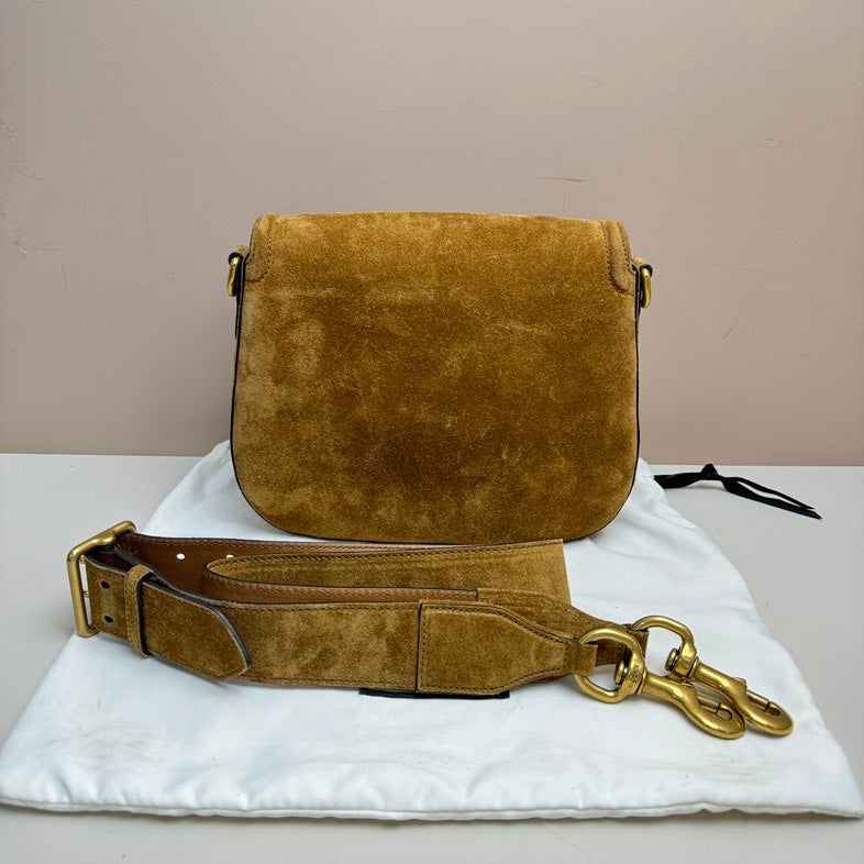 Gucci Horsebit Suede Leather Crossbody Bag - Brown, Medium