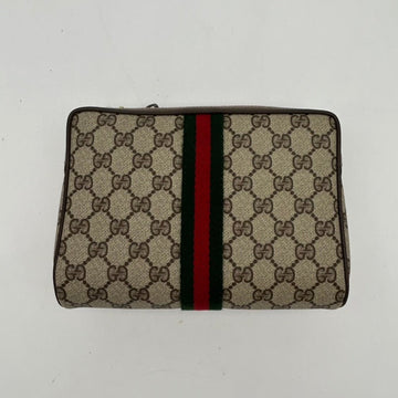 Gucci Beige Multicolor Canvas Leather Medium Clutch & Wristlet
