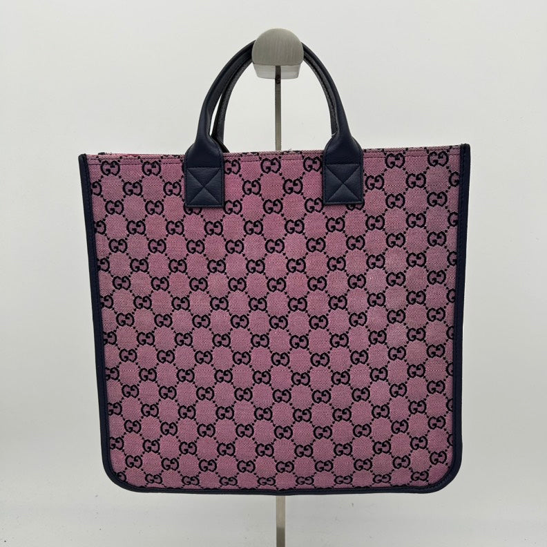 Gucci Monogram Retro Interlocking G Children's Tote - Pink Navy Small
