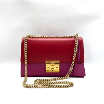 Gucci Padlock Bag Medium Red and Purple Leather with Gold Chain Strap