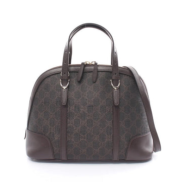 Gucci Nice Micro Guccissima Dark Brown PVC Leather 2-Way Handbag with Shoulder Strap