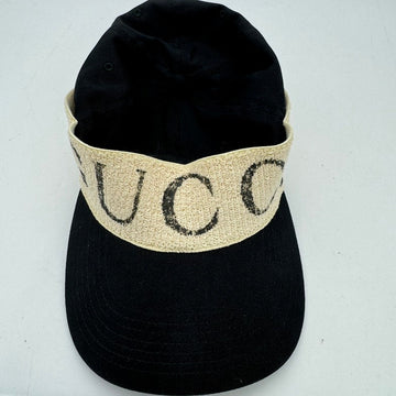Gucci Black Canvas Baseball Cap Cream Logo Band