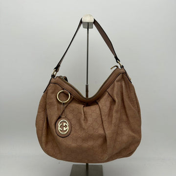 Gucci Large Beige Leather Shoulder Bag