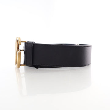 Gucci GG Black Leather Belt Gold Buckle Size 85 34