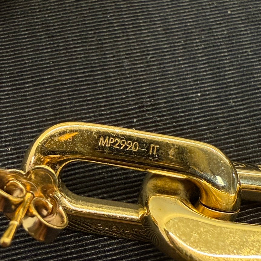 Louis Vuitton Chain Post Gold Tone Earrings
