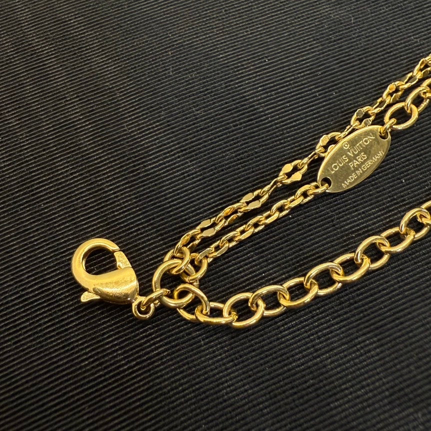 Louis Vuitton Gold Rhinestone Bracelet 16-20cm