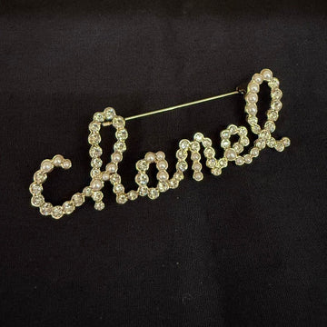 Chanel Pearl Rhinestone Brooch Gold Large