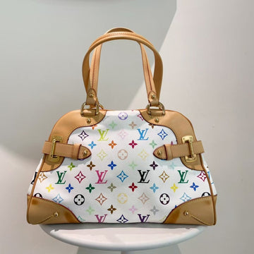 Louis Vuitton Multicolor Alma White Canvas Handbag Medium