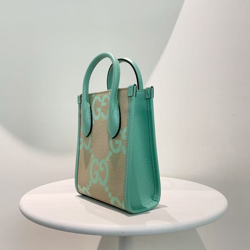 Gucci Ophidia GG Supreme Beige Green Canvas Tote Bag Medium
