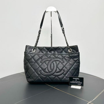 Chanel Grand Shopping Black Quilted Caviar Leather Tote Bag 2012-2013 Medium