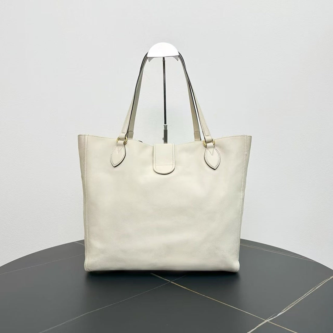 Gucci Double G Off White Leather Tote Bag Large