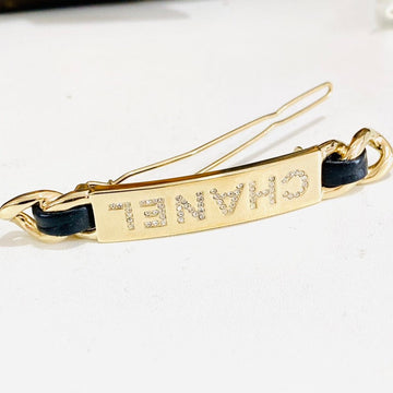 Chanel Gold Black Rhinestone Hair Clip