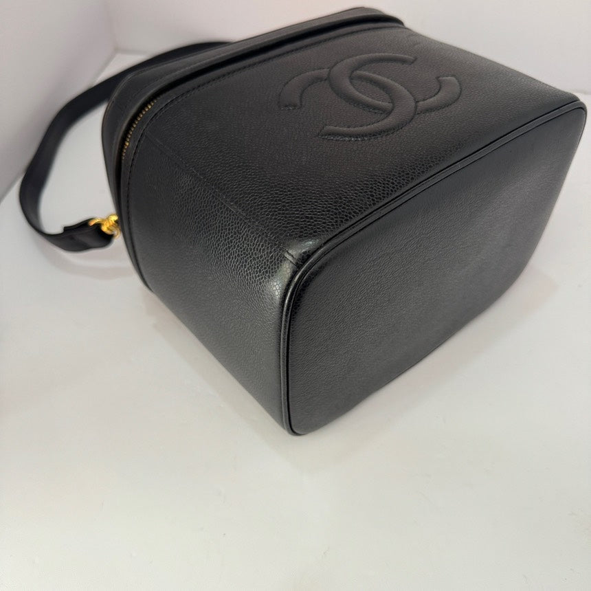 Chanel Black Leather Bull Makeup Box Crossbody Bag