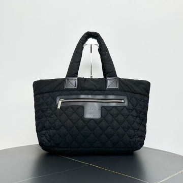 Chanel Black Quilted Fabric Tote Bag Medium