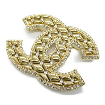 Chanel Coco Mark Gold Plated Clear Stone Brooch