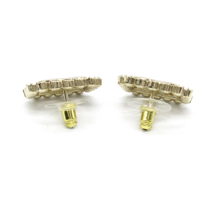 Chanel Gold Plated Clear Champagne Earrings