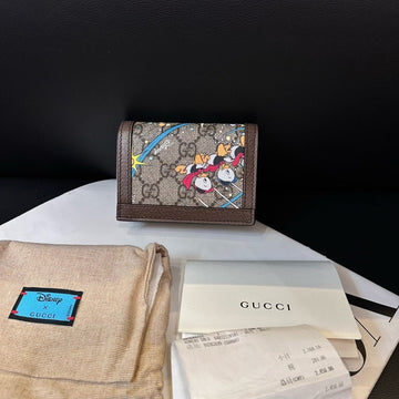 Gucci Disney Brown Canvas Card Case Wallet Small