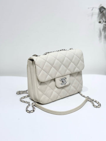 Chanel Beige Quilted Leather Crossbody Bag Medium