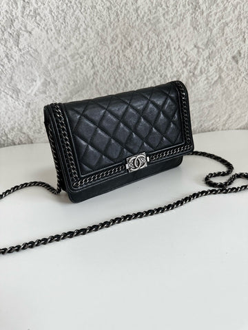 Chanel Black Quilted Leather Crossbody WOC Bag Small