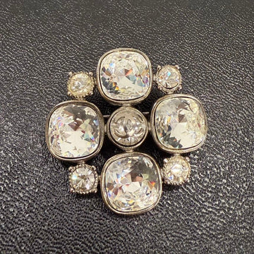 Chanel Rhinestone Brooch Clear Crystal Silver
