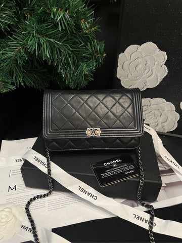 Chanel 2.55 Black Silver Leather Crossbody Bag
