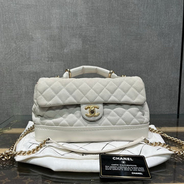 Chanel White Quilted Caviar Leather Flap Bag Medium