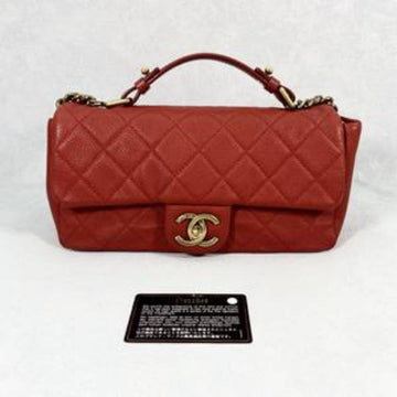 Chanel Classic Red Leather Quilted Flap Bag Medium