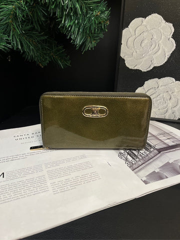 Celine Olive Green Leather Horizontal Wallet