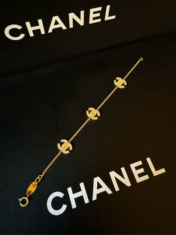 Chanel CC Gold Rhinestone Bracelet