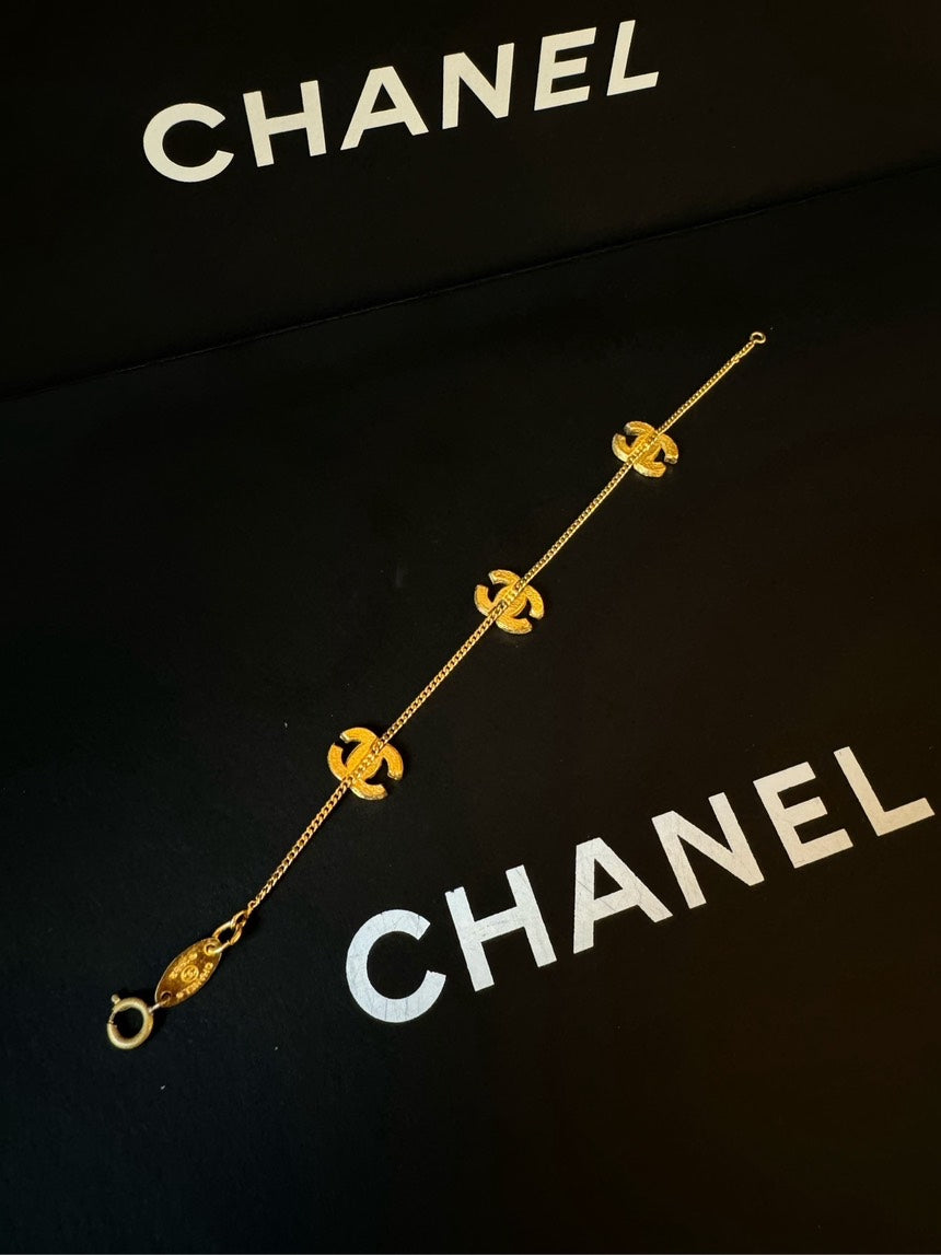Chanel CC Gold Rhinestone Bracelet