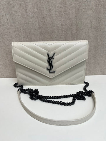 Saint Laurent Envelope WOC Blanc Leather Bag