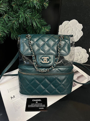Chanel Dark Green PVC Leather Jelly Backpack Limited Edition