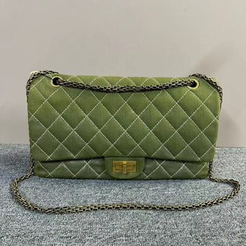 Chanel 2.55 Green Quilted Bag Large Size