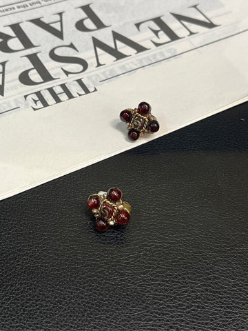 Chanel Red Glazed Ear Clip Earrings Vintage
