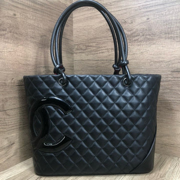 Chanel Cambon Black Quilted Tote Bag Large