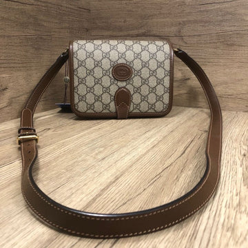 Gucci Beige Brown GG Supreme Canvas Small Crossbody Bag