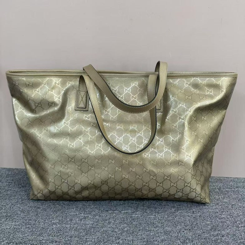 Gucci GG Monogram Beige Canvas Tote Bag Large