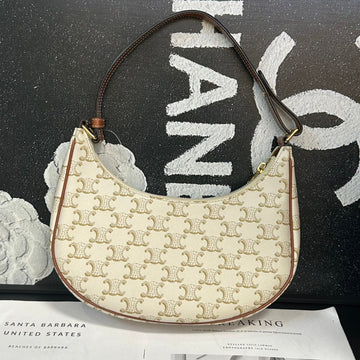 Celine Arc De Triomphe White Canvas Hobo Bag