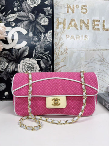 Chanel Classic Flap Pink Quilted Handbag Medium Size