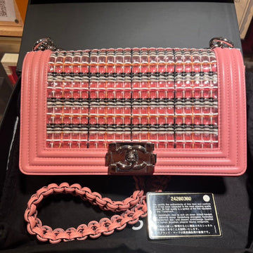 Chanel Pink Weave Le Boy Bag